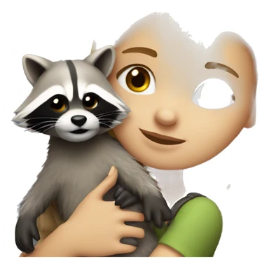 Blonde girl cuddles with a racoon sticker