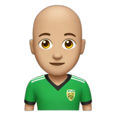 bald with a soccer jersey sticker