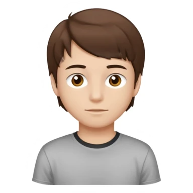 Teen Boy, straight brown hair, brown eyes, white skin. sticker