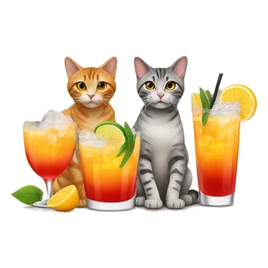 four cats drinking cocktails sticker