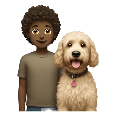 Boy and labradoodle sticker
