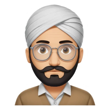 A kashmiri punjabi criminal daku whose white face is somewhat triangular and little facial hair wears specs sticker