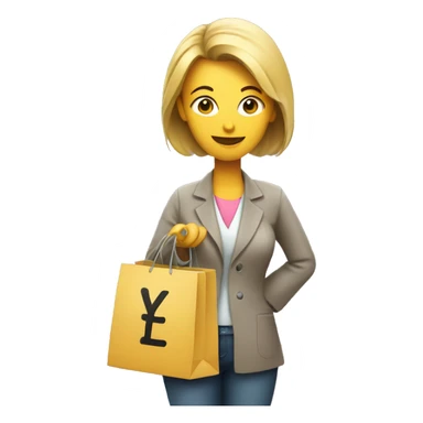 mom with a shopping bag with money symbol ey sticker