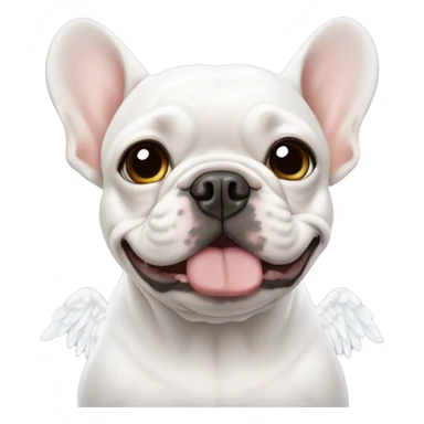 White Frenchie with angel wings sticker