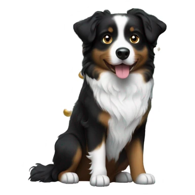 Small black australian shepherd dog Christmas tree sticker