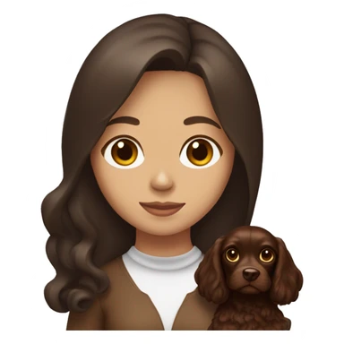 Brunette girl holding a chocolate brown cocker spaniel  sticker