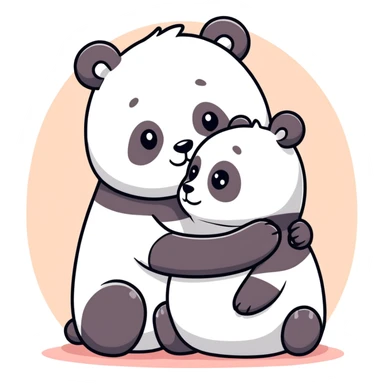 Bear and panda love with cute background  sticker