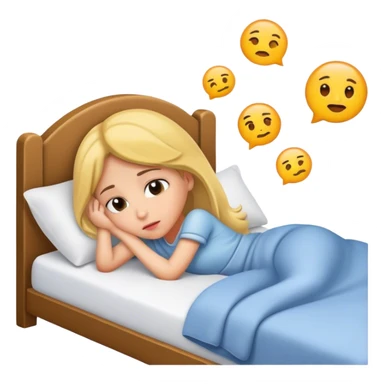 girl laying in bed thinking  sticker