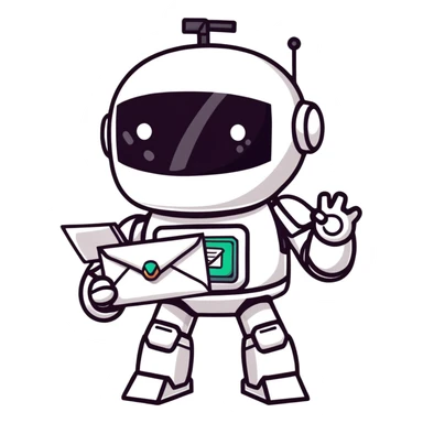 newsletter about AI, cute robot and envelope stickers sticker