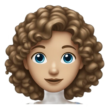 girl with long curly brown hair blue eyes sticker