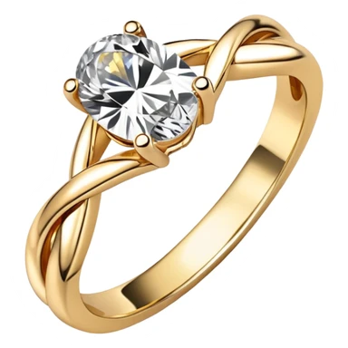 Engagement ring with oval diamond and gold twisted band sticker