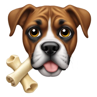 Boxer dog chewing bone sticker