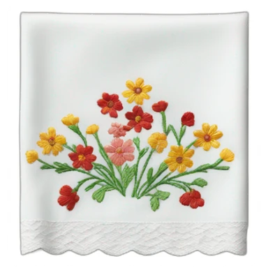 Napkin with flowers embroidered  sticker
