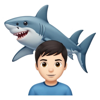 Shark and dark hair boy sticker