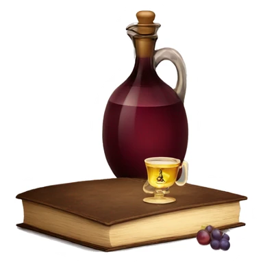 vintage carafe of wine with book sticker