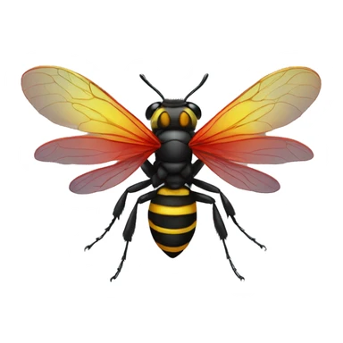 German black red yellow Wasp iridescent wings sticker