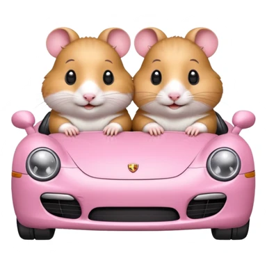 2 cute couple hamsters in a pink Porsche  sticker