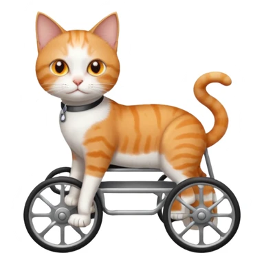full body small short hair ginger and white cat with orange eyes walking in a wheelchair for cats sticker