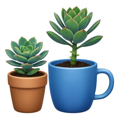 Desk Succulent Plant blue cup sticker