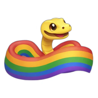 a snake holding an LGBT flag sticker