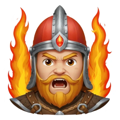 un vichingo con l'elmetto  con l'icona del fuoco sulla parte frontale ,che urla  sticker