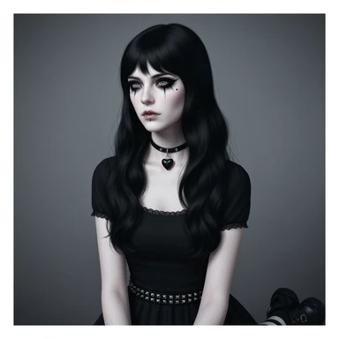 goth profile picture with a heart accent, cute, expressive, minimal, variation 4 sticker