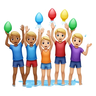 children playing with water balloons sticker