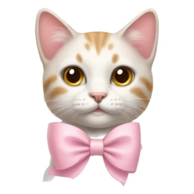 cat with a light pink bow sticker