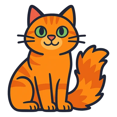 cartoon cat sitting with a fluffy tail sticker
