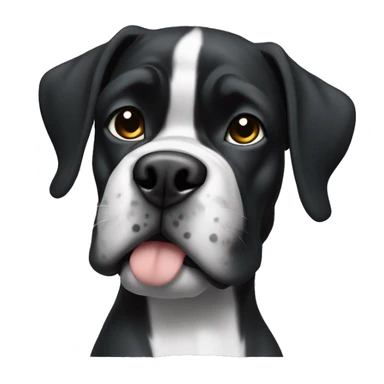 Create a black Boxer dog with a white on betast and belly sticker