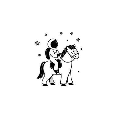 astronaut on horseback with stars in background sticker