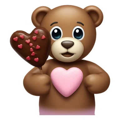 Teddy mit Pralinenschatel Herz in der hand sticker