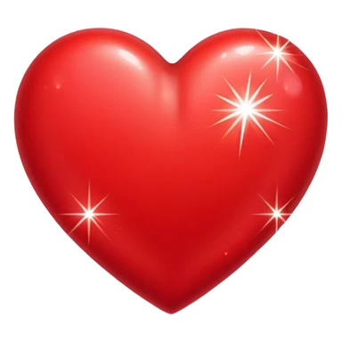 Red heart two sparkles  sticker