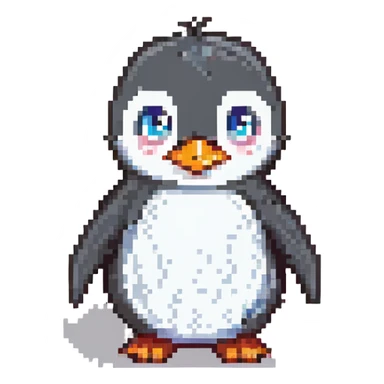 cartoon penguin, smiling, side/front view sticker