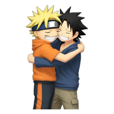 Naruto and luffy hug sticker