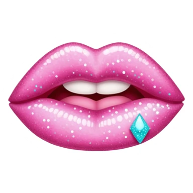 pastel pink glittery lips, kiss mark sticker