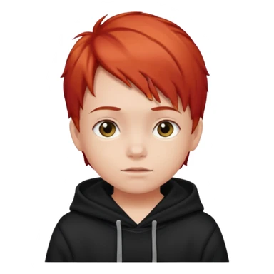 child with red hair and black hoodie sticker