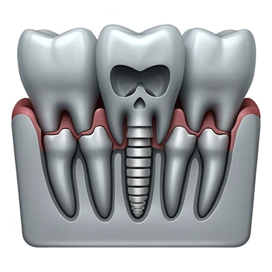 3D render of Dental X-Ray, X-Ray imaging aesthetic, translucent materials showing internal structure, row of teeth roots in grey-scale, medical scan style, emoji style, isolated on white background --v 6.0. sticker