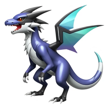 Futuristic Shiny Mightyena-Garchomp-Noivern-Silvally-Fakémon-hybrid-creature (full body)  sticker