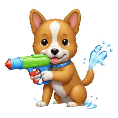 Dog with water gun sticker
