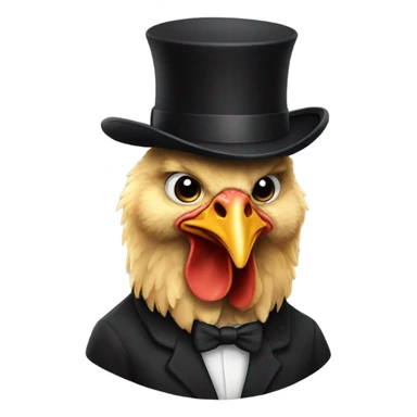 Chicken with black bowler hat sticker