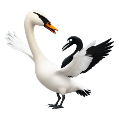 swan fighting magpie sticker