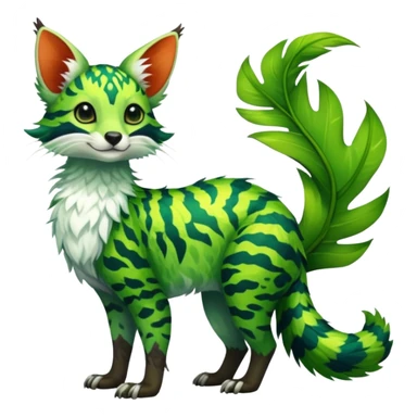 Feral Rare Fantasy vibrant tropical Vernid-Trico-species by LiLaiRa, random markings, tufted tail, tufted ears, full body sticker