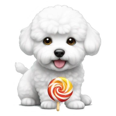 white bichon with candy  sticker