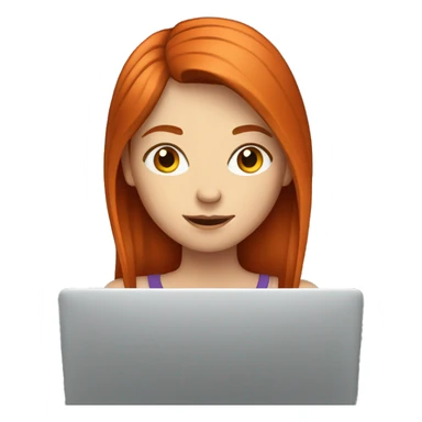 red-haired girl at a laptop sticker