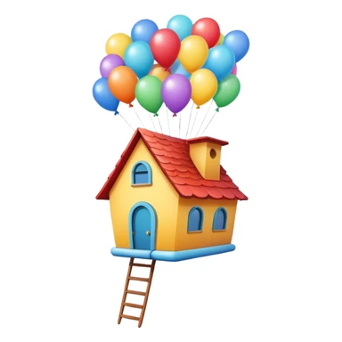 flying house with ballons sticker