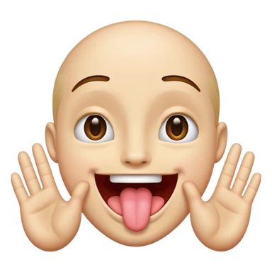 face with tongue out and hands on the side  sticker