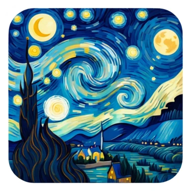 Van Gogh starry night moon sticker