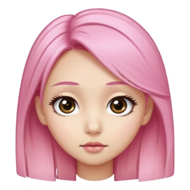 An Asian girl with pink-blonde hair, big eyes, thick eyebrows, and long eyelashes; only her head... sticker