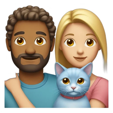 family three people two cats one bird blue less detail sticker